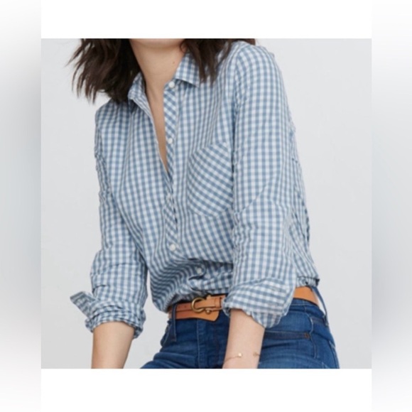 UNTUCKit Tops - Untuckit Crispo Women’s Light Blue Gingham Plaid Button Down